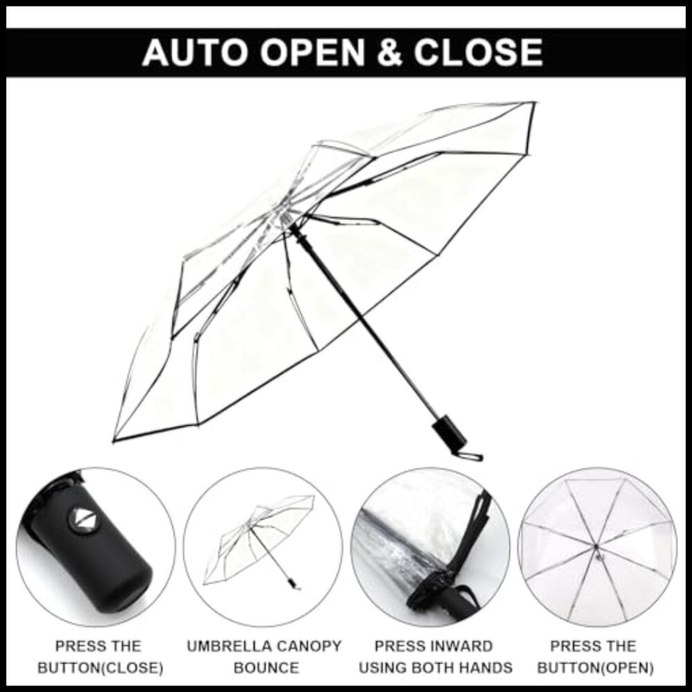 Automatic Clear Umbrella Large Transparent Foldab… - image 3